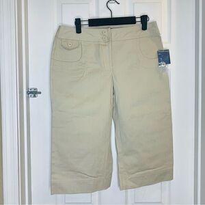 Hillard & Hanson Opal Beige Rolled Cuff Capris Size 8 Petite